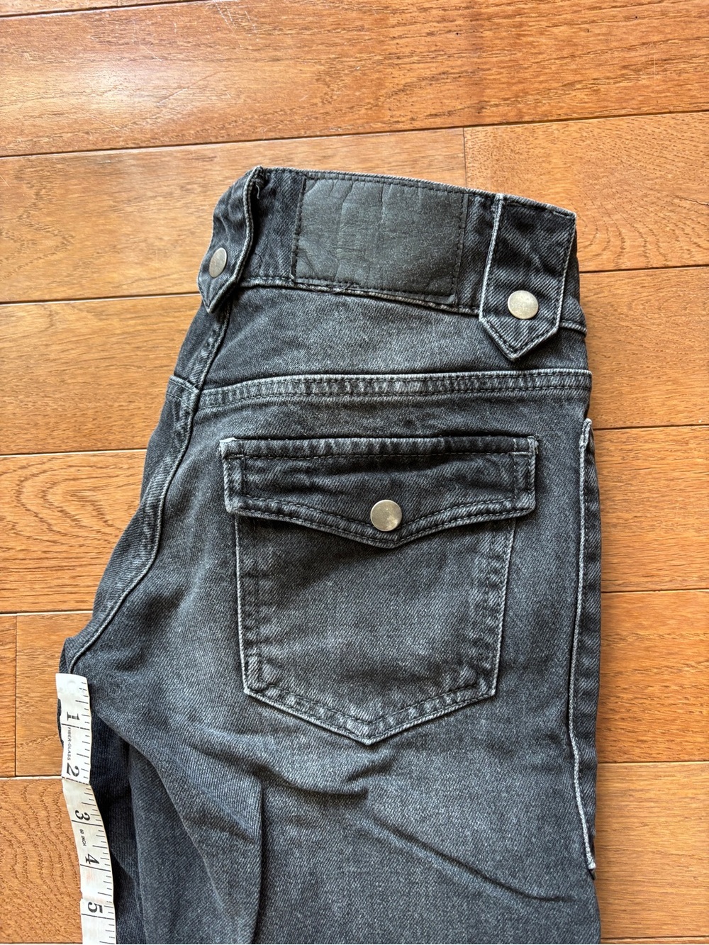 BDG Black Faded Flare Jeans with Front Snap Pockets - Picture 2 of 5
